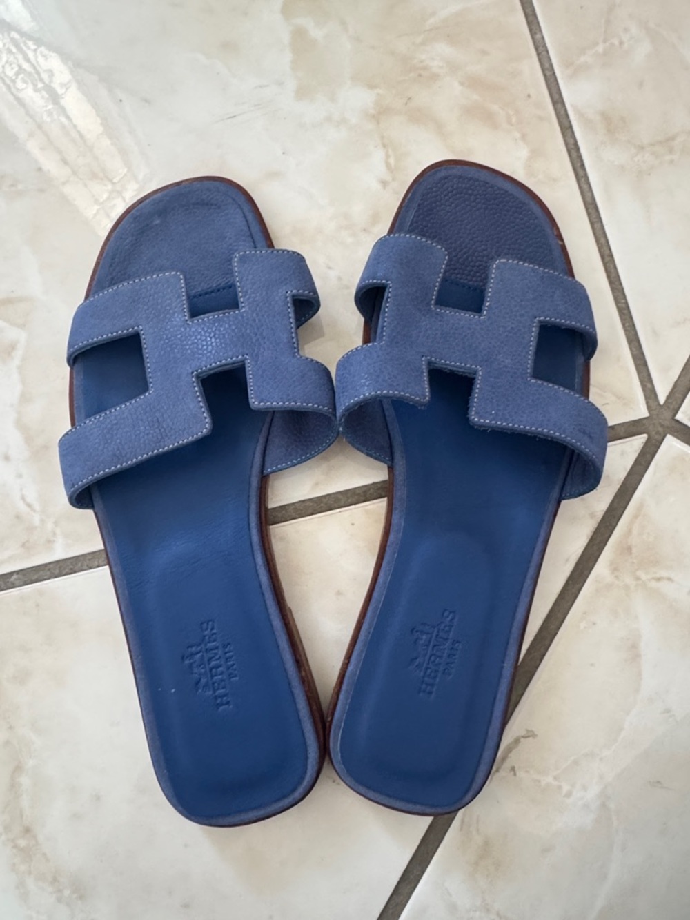 Blue Women's Slide Sandals - Suede Upper